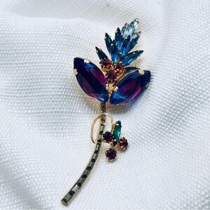 Vintage Brooch with Purple and Blue Accents